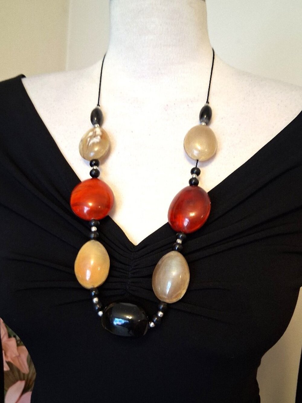 Sandwich Amsterdam Long Colorful Beaded Statement Necklace European Artisan Core